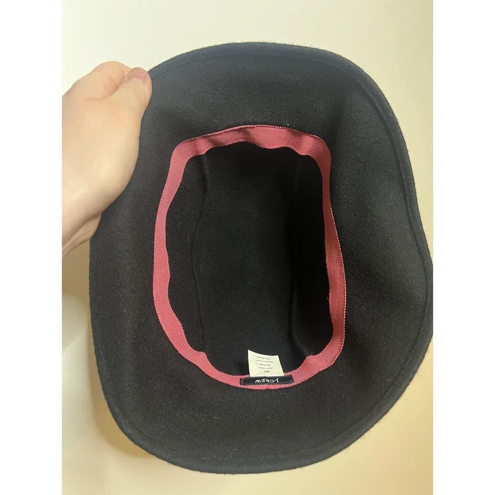 J Crew Hat‎ Cloche Wool Black Womens M L Classic Brim Dressy Vintage Style